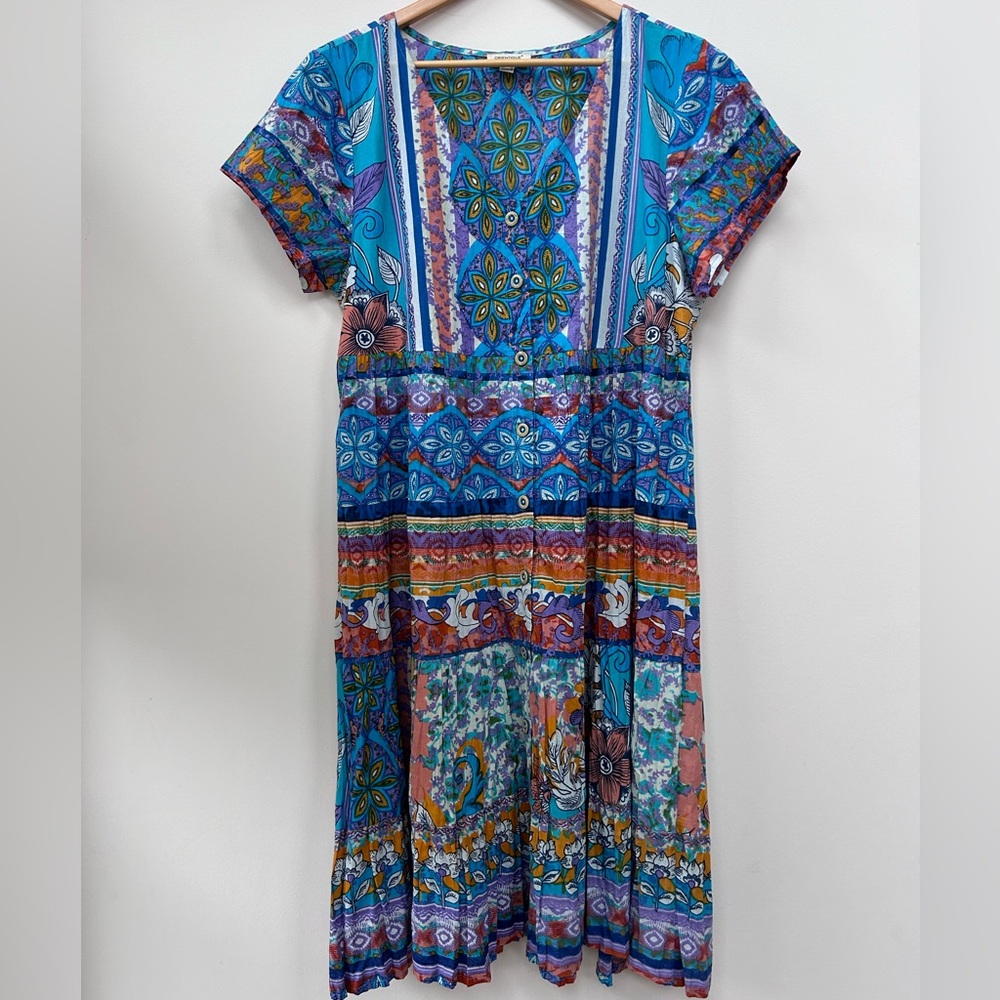 Orientique naturally Australian organic cotton abstract geo boho dress